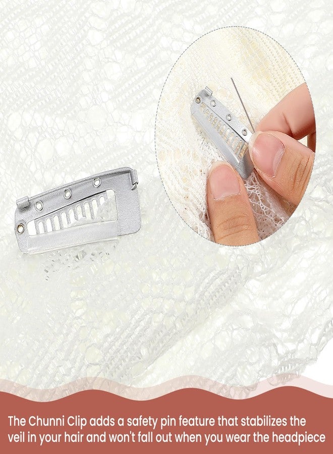 Zyghjort 16 PCS Chunni Clips with Safety Pins, Dupatta Clip 10-Teeth Hair Extension Snap Invisible Wig Combs No Sew, Strong Chunni Grip Dupatta Setting Clips for Woman Veil Hair Extensions, 4 Color - Image 2